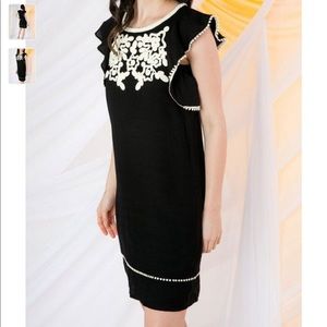 Black embroidered THML dress